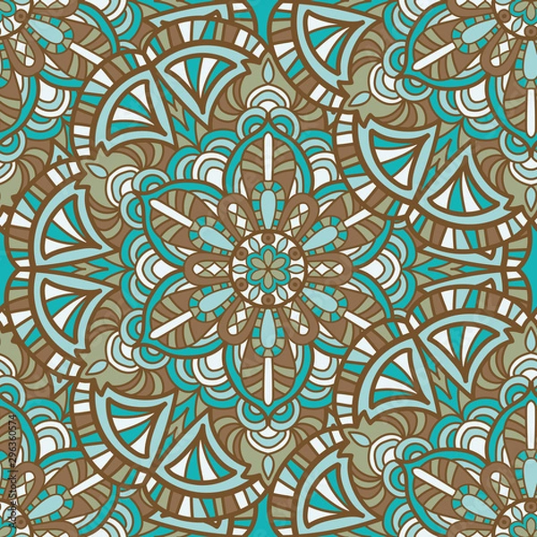 Fototapeta Mandala vector seamless pattern background. Tribal ornament.