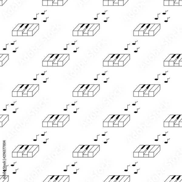 Fototapeta Seamless wallpaper pattern with piano keys and notes.