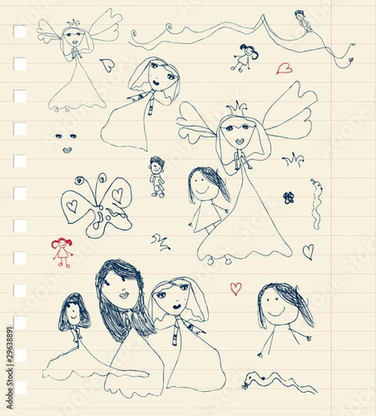 Fototapeta Children's sketch on sheet for your design