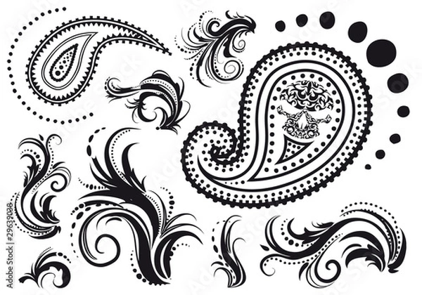 Obraz arabeschi e decorazioni floreali vintage