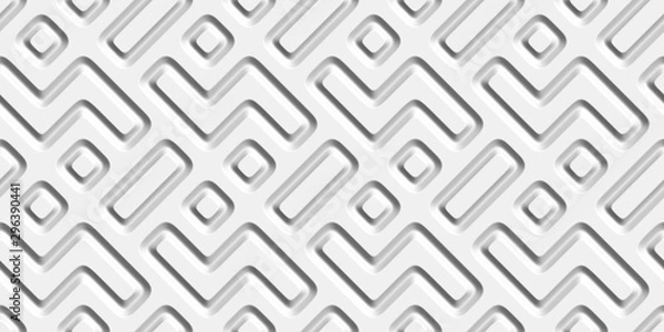 Fototapeta Geometric decorative 3D white background. Seamless pattern. Rendering illustration.