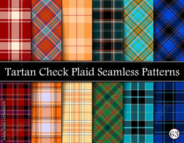 Obraz Set Tartan Plaid Scottish Seamless Pattern