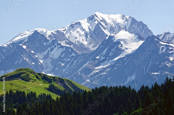 Fototapeta Mont Blanc widziany z Col des Saisies, Sabaudia, Francja