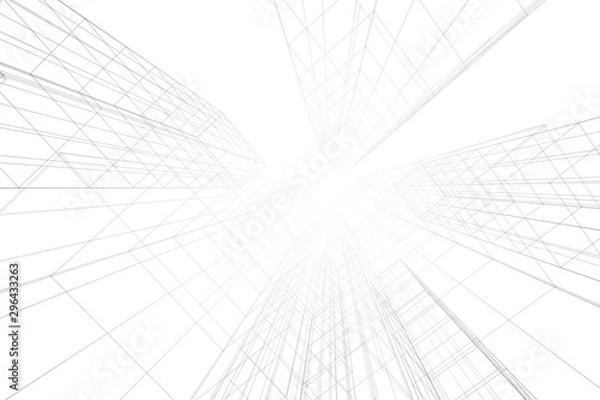 Obraz Architecture building 3d. Concept sketch. White backdrop