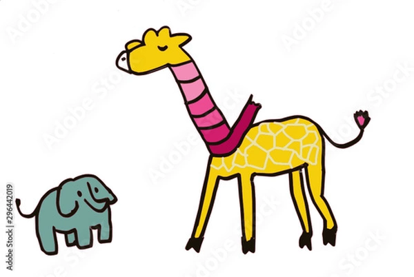 Obraz a giraffe wearing scarf