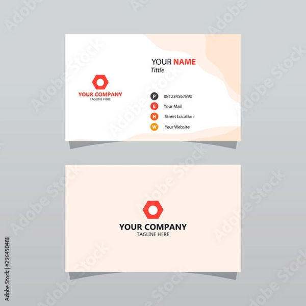 Fototapeta Modern orange bussines card template. Elegant element composition design with clean concept.