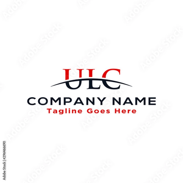 Fototapeta Initial letter ULC, overlapping movement swoosh horizon logo company design inspiration in red and dark blue color vector