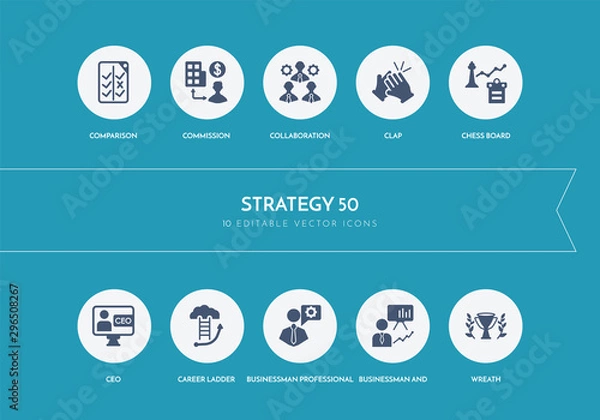 Fototapeta 10 strategy 50 concept blue icons