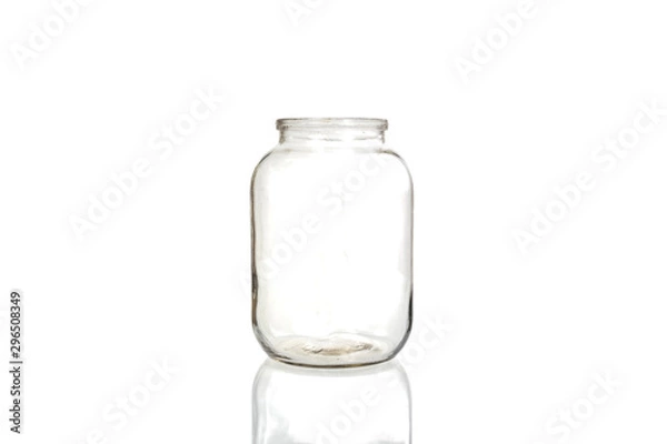 Obraz Empty glass jar on white background