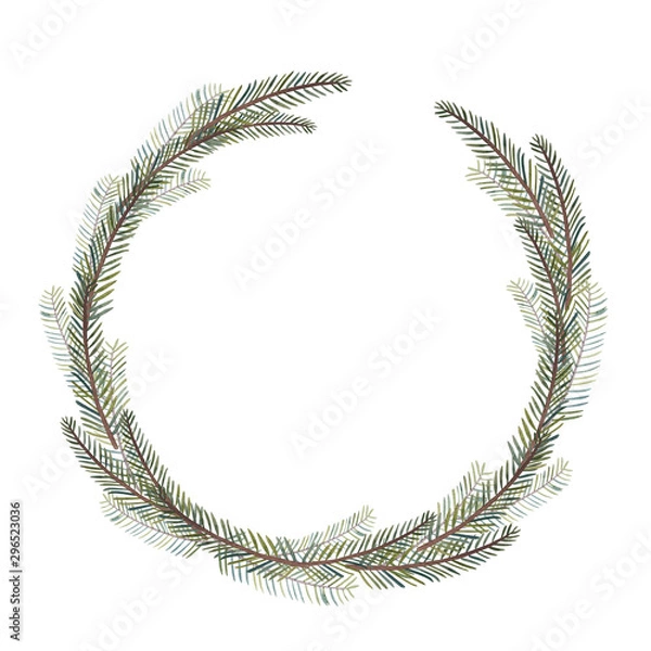 Fototapeta Round frame with christmas tree