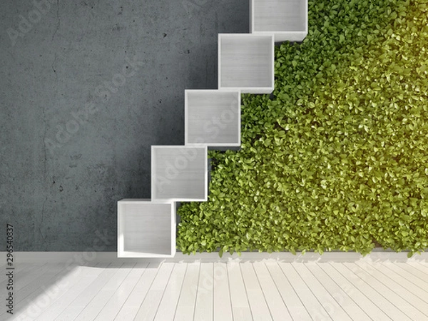 Obraz Shelf for products in room with green wall