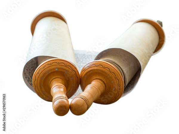 Obraz Open Torah scroll on the canvas, the blurred background. Isolate