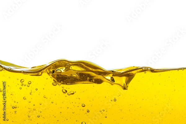 Obraz Beautiful wave of high viscosity of base oil and air bubble inside the oil isolated on white background, used as wallpaper, industrial concept