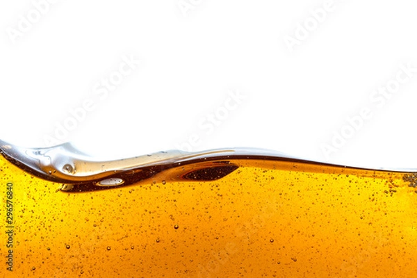 Obraz Beautiful wave of high viscosity of base oil and air bubble inside the oil isolated on white background, used as wallpaper, industrial concept