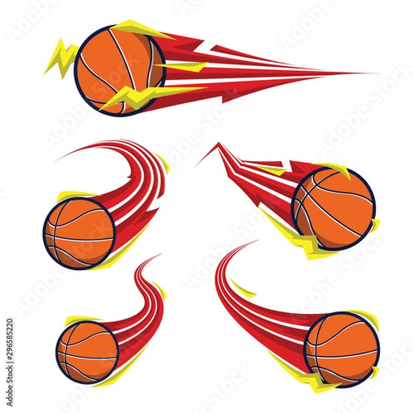 Fototapeta Basketball on symbols red thunder speed set