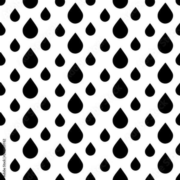 Fototapeta Cute black and white drop pattern with flat drops. Sweet vector monochrome drop pattern. Seamless drop pattern for textile, wallpapers, wrapping paper, cards and web.
