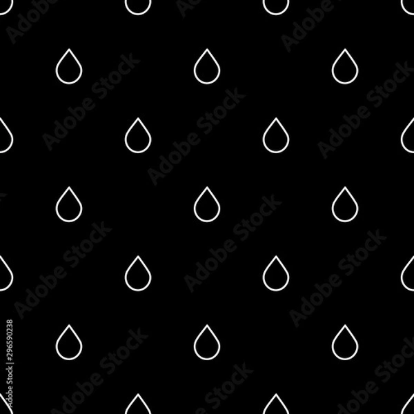 Fototapeta Cute black and white drop background with flat line drops. Sweet vector monochrome drop background. Seamless drop background for textile, wallpapers, wrapping paper, cards and web.