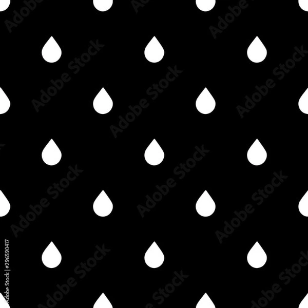 Fototapeta Cute black and white drop background with flat drops. Sweet vector monochrome drop background. Seamless drop background for textile, wallpapers, wrapping paper, cards and web.