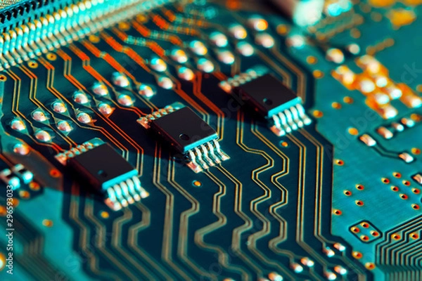 Obraz Electronic circuit board close up. 