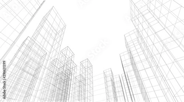 Obraz Architecture building 3d. Concept sketch. Vector backdrop