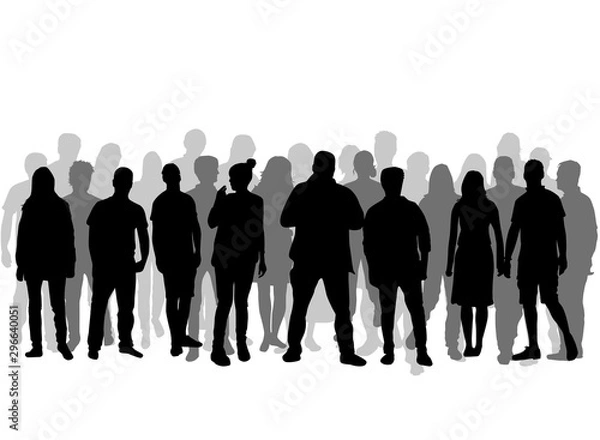 Fototapeta Group of people. Crowd of people silhouettes.