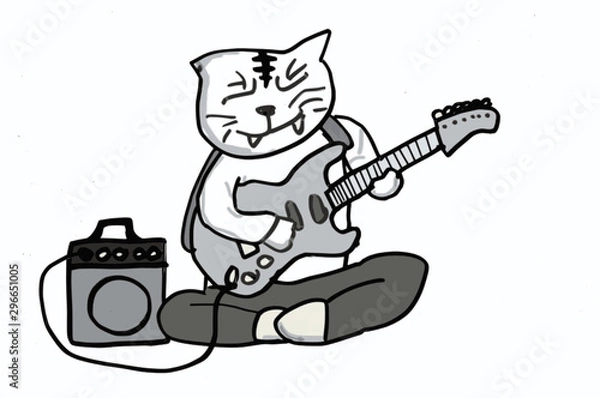 Obraz a cat playing electric guitar