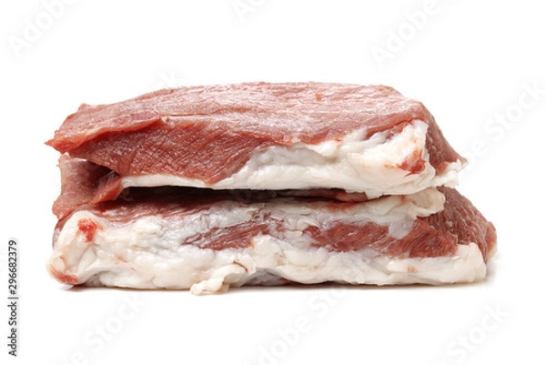 Fototapeta Fresh raw pork on white background
