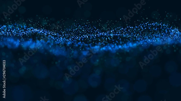 Fototapeta Abstract 3d rendering futuristic dots. computer geometric digital connection structure. Futuristic black abstract grid. Plexus with particles. Intelligence artificial