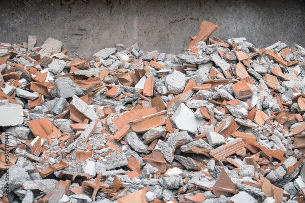 Obraz Full Construction Waste Debris. Construction Industry Heap Of Garbage