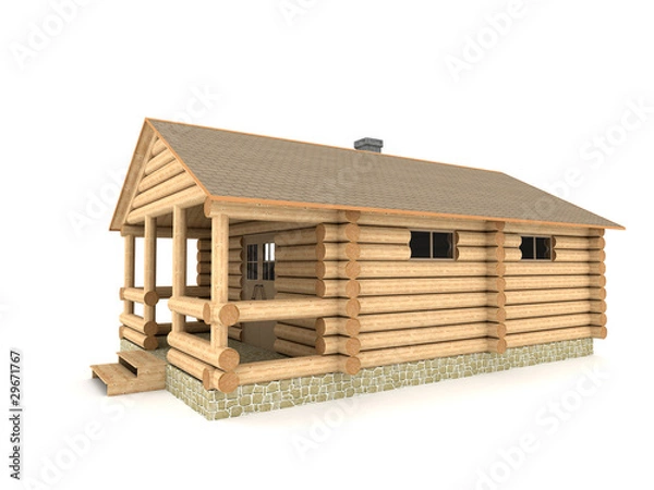 Obraz Construction of bath in a village 3D illustration