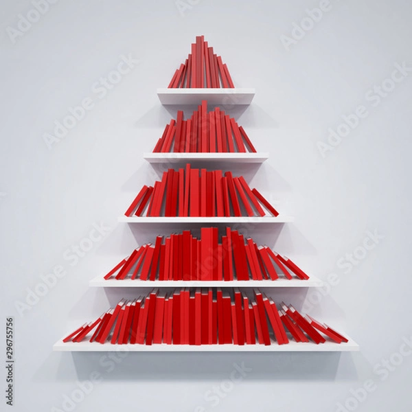 Fototapeta Christmas tree from books on the shelf
