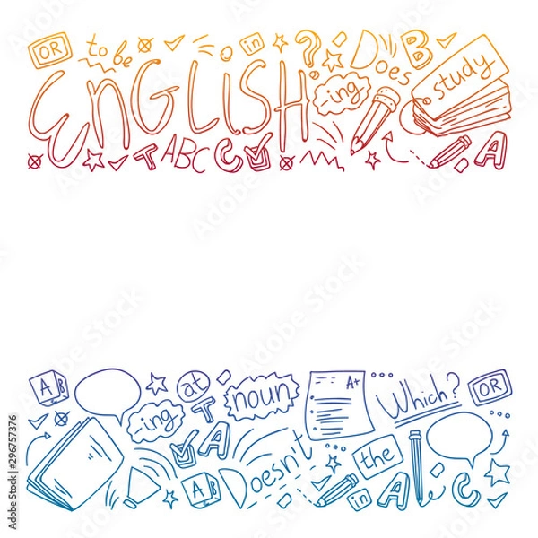 Obraz English courses. Doodle vector concept illustration of learning english language.