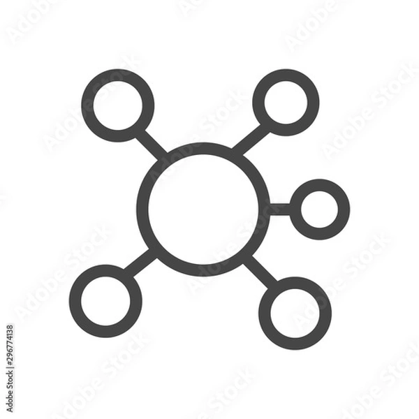 Obraz Mind Map icon vector, thin lines sign, solid pictogram isolated on white. Symbol, logo illustration