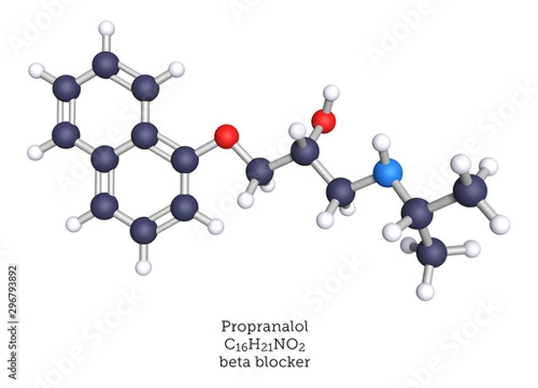 Fototapeta Propranolol beta blocker shown as a molecular model