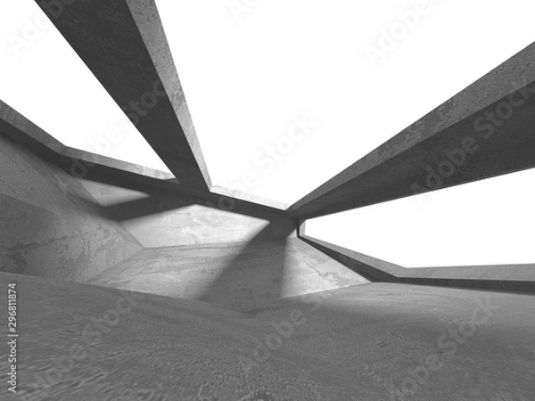 Fototapeta Dark concrete empty room. Modern architecture design