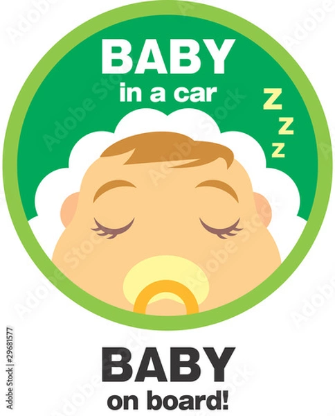 Obraz 赤ちゃんが車に乗っていることを知らせるステッカー