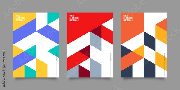 Fototapeta Placard templates set with Geometric shapes, Geometric art for covers, banners, flyers and posters. Eps10 vector illustrations