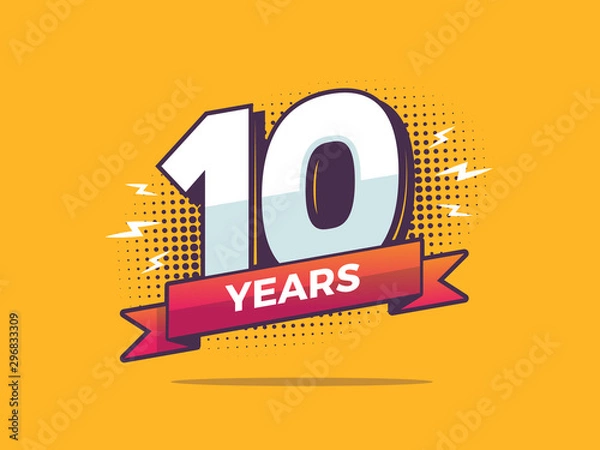 Fototapeta 10 lat podpisuje ilustracji wektorowych w stylu pop-art