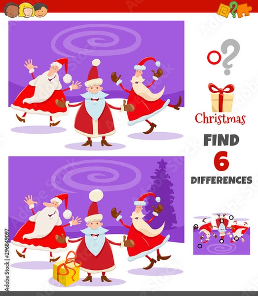 Fototapeta differences game with Santa Claus characters group