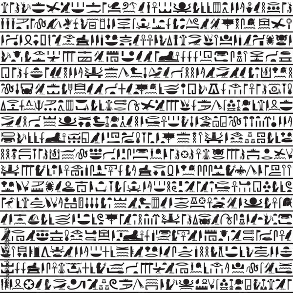 Fototapeta Hieroglyphs of Ancient Egypt black horizontal