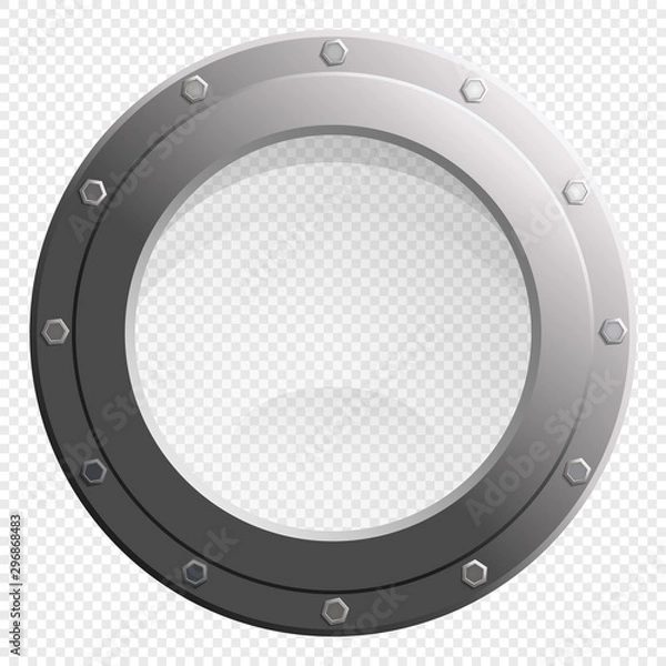 Fototapeta See through Porthole glass window from spaceship or submarine
