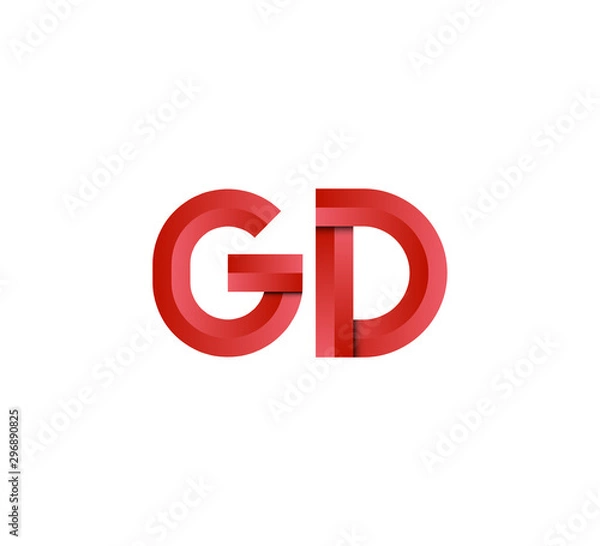 Fototapeta Initial two letter red 3D logo vector GD