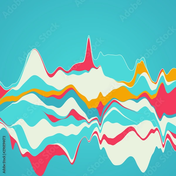 Fototapeta Big data visualization. Streamgraph. Futuristic infographic. Information aesthetic design.
