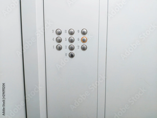 Fototapeta Elevator buttons panel with 6th floor selected