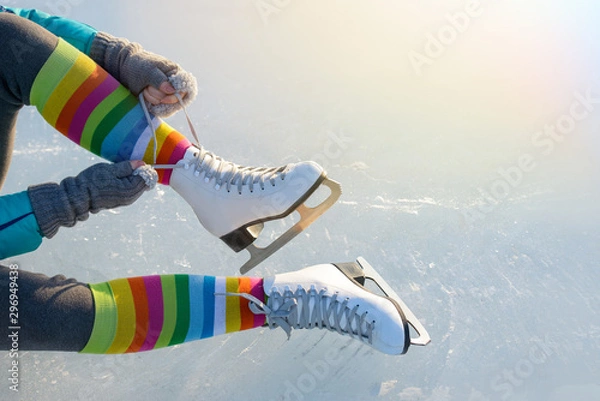 Obraz Skates on ice in winter