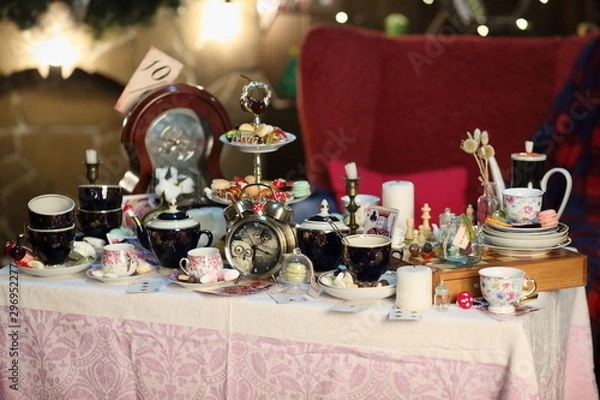 Fototapeta decorations for a mad tea party Alice in Wonderland