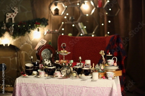 Fototapeta decorations for a mad tea party Alice in Wonderland