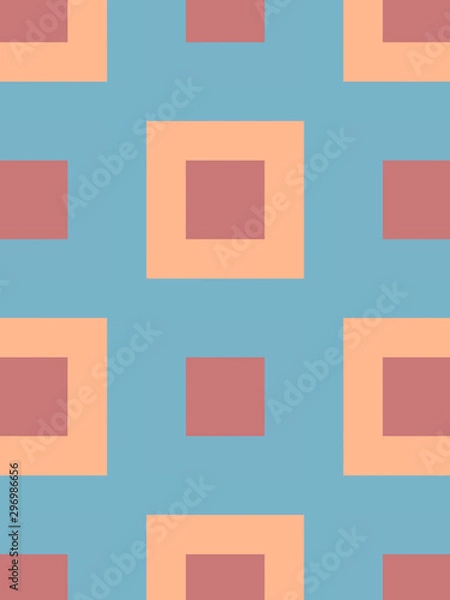 Obraz Brown squares on blue background pattern 