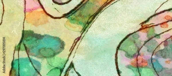 Fototapeta Abstract chaotic watercolor spots and lines on vintage paper. Artistic drawing texture background.