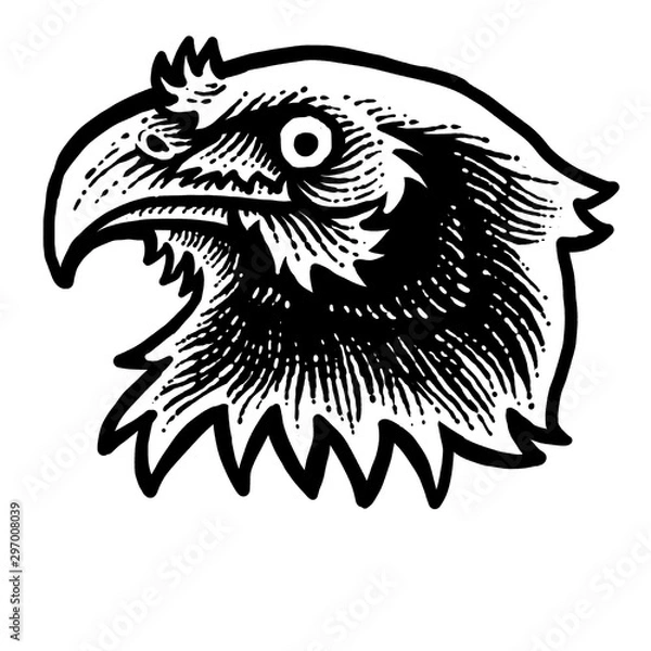 Fototapeta Eagle head engraving design
